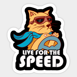 Live For The Speed Funny Racing Cat Car Race Sticker